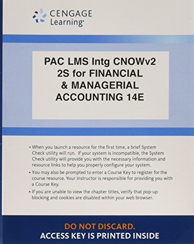 Imagen de archivo de LMS Integrated CengageNOWv2, 2 terms Printed Access Card for Warren/Reeve/Duchac  s Financial & Managerial Accounting, 14E a la venta por BooksRun