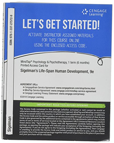 Stock image for MindTap Psychology, 1 term (6 months) Printed Access Card for Sigelman/Rider's Life-Span Human Development for sale by BooksRun