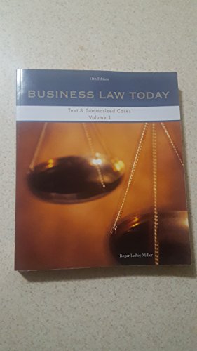 Imagen de archivo de Business Law Today 11th Edition Volume 1 a la venta por Textbooks_Source