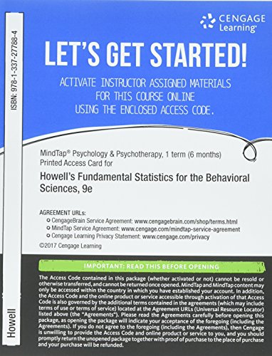 Stock image for Bundle: Fundamental Statistics for the Behavioral Sciences, Loose-leaf Version, 9th + MindTap Psychology, 1 term (6 months) Printed Access Card for sale by Wizard Books