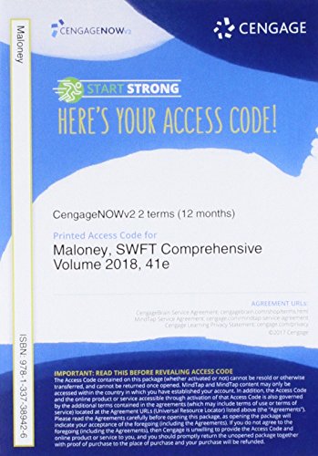Stock image for CengageNOWv2, 2 terms Printed Access Card for Maloney/Hoffman/Raabe/Young's South-Western Federal Taxation 2018: Comprehensive, 41st for sale by A Team Books