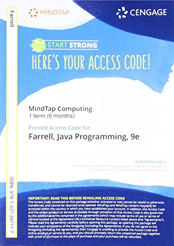 Stock image for MindTap Programming, 1 term (6 months) Printed Access Card for Farrell's Java Programming, 9th for sale by Textbooks_Source