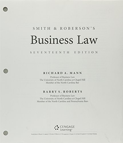 Stock image for Bundle: Smith and Roberson?s Business Law, Loose-Leaf Version, 17th + MindTap Business Law, 1 term (6 months) Printed Access Card for sale by Front Cover Books