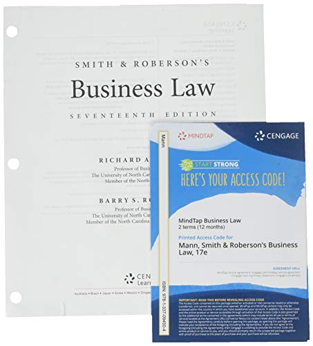 Stock image for Bundle: Smith and Roberson's Business Law, Loose-Leaf Version, 17th + MindTap Business Law, 2 terms (12 months) Printed Access Card for sale by Textbooks_Source