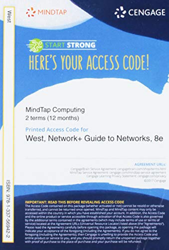 Stock image for MindTap Networking, 1 term (6 months) Printed Access Card for West/Dean/Andrews' Network+ Guide to Networks, 8th for sale by BooksRun