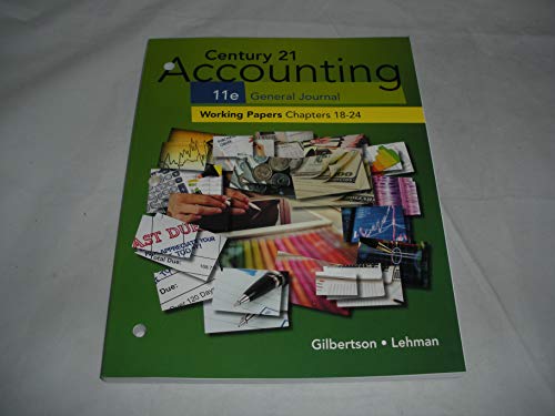 Beispielbild fr Print Working Papers, Chapters 18-24 for Century 21 Accounting General Journal, 11th Edition zum Verkauf von BooksRun
