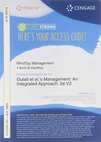 Imagen de archivo de MindTap V2 Management, 1 term (6 months) Printed Access Card for Gulati/Mayo/Nohria's Management: Integrated Approach, 2nd a la venta por Bulrushed Books