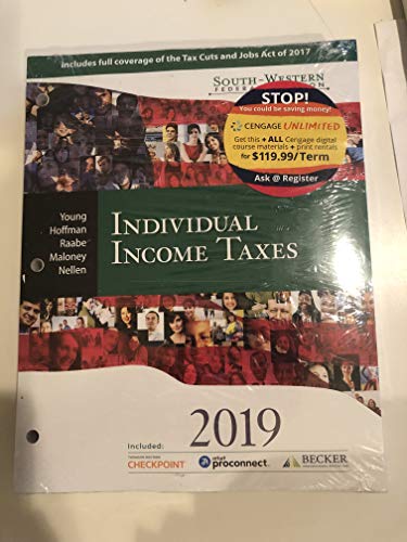 Stock image for South-Western Federal Taxation 2019: Individual Income Taxes (Intuit ProConnect Tax Online 2017 & RIA Checkpoint 1 term (6 months) Printed Access Card) for sale by Campus Bookstore