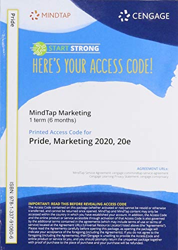 MindTap for Pride/Ferrell's Marketing, 1 term Printed Access Card (MindTap  Course List) - William M. Pride; O. C. Ferrell: 9781337910606 - AbeBooks