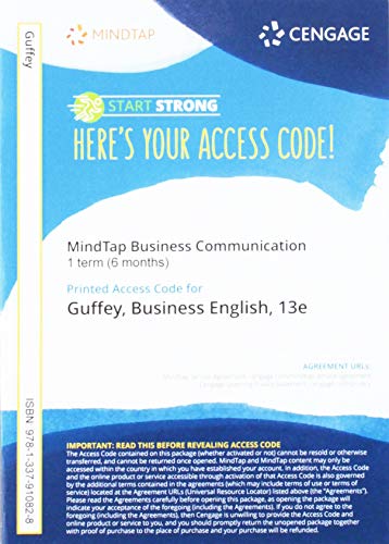 Stock image for MindTap for Guffey/Seefer's Business English, 1 term Printed Access Card (MindTap Course List) for sale by Palexbooks