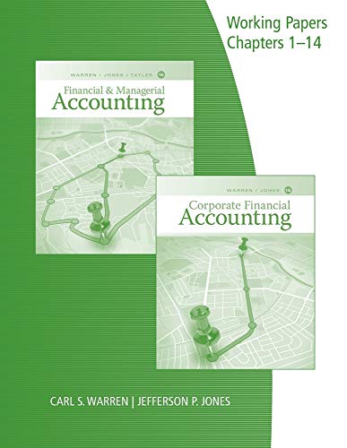 Beispielbild fr Working Papers, Chapters 1-14 for Warren/Jones/Tayler's Financial and Managerial Accounting, 15th zum Verkauf von Better World Books