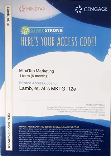 Imagen de archivo de MindTap Marketing, 1 Term (6 Months) Printed Access Card for Lamb/Hair/Mcdaniel 's MKTG12 a la venta por Textbooks_Source