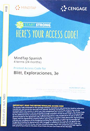 Stock image for MindTap for Blitt/Casas' Exploraciones, 4 terms Printed Access Card for sale by Campus Bookstore
