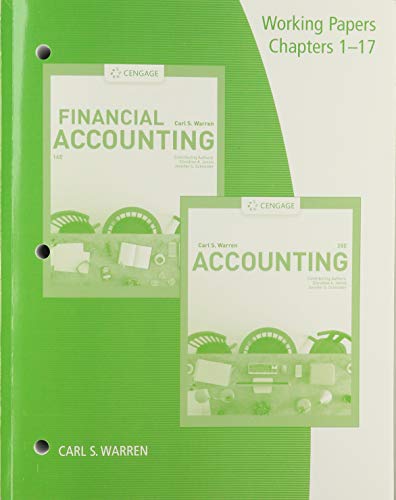 Beispielbild fr Working Papers, Chapters 1-17 for Warren/Jonick/Schneider's Accounting, 28th and Financial Accounting, 16th zum Verkauf von BooksRun