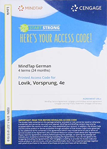 Stock image for MindTap for Lovik/Guy/Chavez's Vorsprung, 4 terms Printed Access Card (MindTap Course List) for sale by Palexbooks
