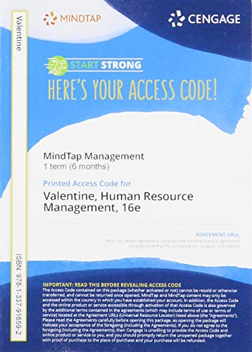 Stock image for MindTap for Valentine/Meglich/Mathis/Jackson's Human Resource Management, 1 term Printed Access Card (MindTap Course List) for sale by Palexbooks