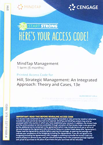 Stock image for MindTap for Hill/Schilling/Jones' Strategic Management An Integrated Approach: Theory & Cases, 1 term Printed Access Card (MindTap Course List) for sale by FirstClassBooks