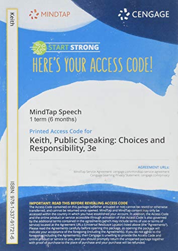 Beispielbild fr MindTap for Keith/Lundberg's Public Speaking: Choices and Responsibility, 1 term Printed Access Card zum Verkauf von BooksRun