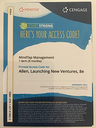 Stock image for MindTap for Allen's Launching New Ventures: An Entrepreneurial Approach, 1 term Printed Access Card (MindTap Course List) for sale by A Team Books