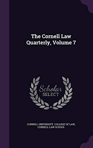 9781341962639: The Cornell Law Quarterly, Volume 7