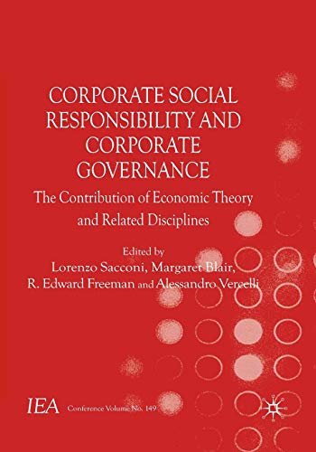 9781349314621: Corporate Social Responsibility and Corporate Governance: The Contribution of Economic Theory and Related Disciplines (International Economic Association Series)