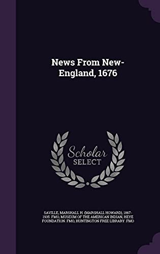 Imagen de archivo de News From New-England, 1676 a la venta por Lucky's Textbooks