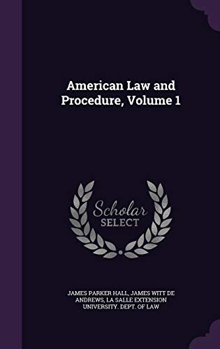 Imagen de archivo de American Law and Procedure, Volume 1 a la venta por ALLBOOKS1