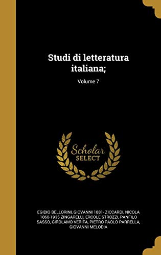 9781372143823: Studi di letteratura italiana;; Volume 7