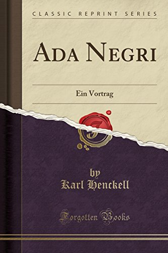 9781390054590: Ada Negri: Ein Vortrag (Classic Reprint)