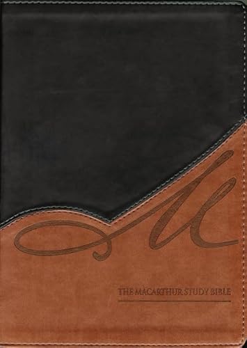 Stock image for NKJV, The MacArthur Study Bible, Leathersoft, Black/Brown, Thumb Indexed: Revised and Updated for sale by dsmbooks