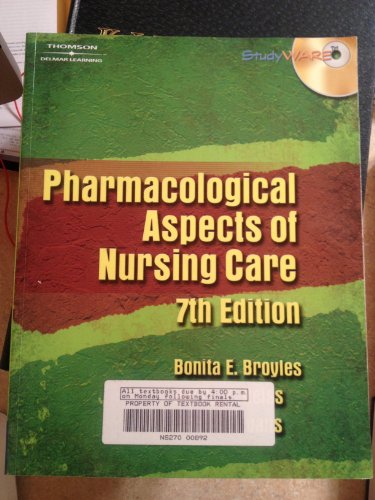 Beispielbild fr Pharmacological Aspects of Nursing Care zum Verkauf von Books From California