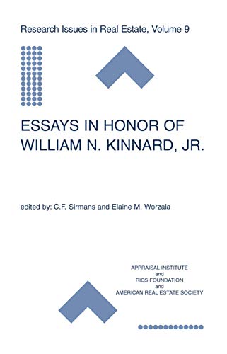 Essays In Honor Of William N. Kinnard, Jr. (research Issues In Real Estate)