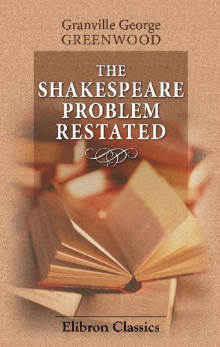 Beispielbild fr The Shakespeare Problem Restated zum Verkauf von Buchpark