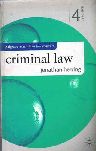 Beispielbild fr Criminal Law (Palgrave Law Masters) zum Verkauf von AwesomeBooks