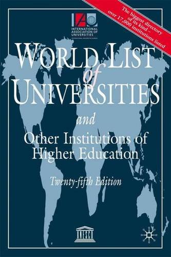 Beispielbild fr World List of Universities, : And Other Institutions of Higher Education, 25TH zum Verkauf von Basi6 International