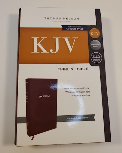 Stock image for KJV, Beautiful Thomas Nelson, Comfort print, Thinline Bible, Burgundy Leathersoft, Words of Christ in Red Letter, Holy Bible, King James Version, Ribbon marker, New easy to read type for sale by Blue Vase Books