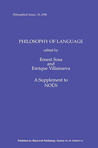 9781405160315: Philosophy of Language: 1 (Philosophical Issues: A Supplement to Nous)