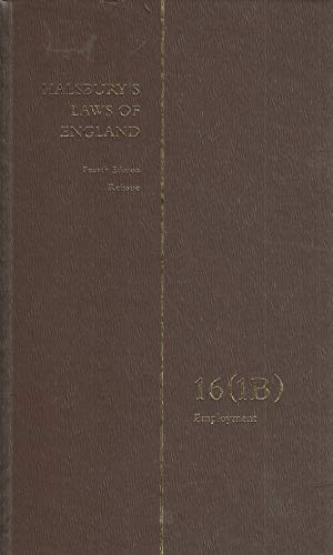 Beispielbild fr Halsbury's Laws of England Vol 16 (1B) [Hardcover] Butterworths zum Verkauf von Pigeonhouse Books, Dublin