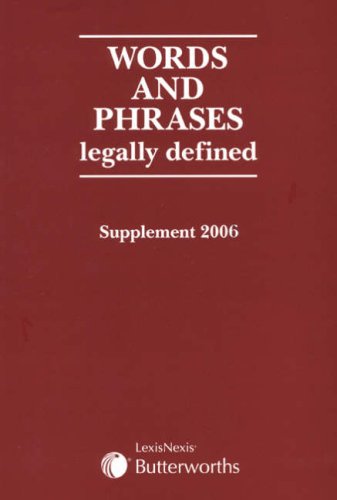 Imagen de archivo de Words and Phrases Legally Defined: Supplement 2006 (Third Edition) a la venta por Anybook.com