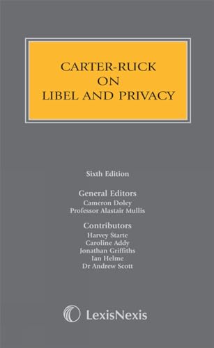 9781405734523: Carter-Ruck on Libel and Privacy (Butterworths Common Law Series)