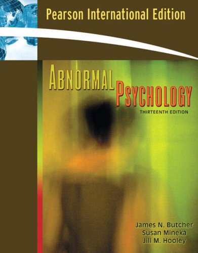 Abnormal Psychology (9781405854290) by James N. Butcher; Susan Mineka; Jill M Hooley