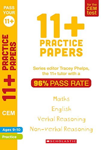 Stock image for 11+ Practice Papers for the CEM Test: Tests for English, Verbal Reasoning, Maths and Non-Verbal Reasoning (Ages 9-10) by Tracey Phelps, the tutor with a 96% pass rate. (Pass Your 11+) for sale by AwesomeBooks