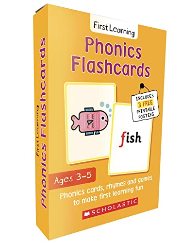 Beispielbild fr Phonics flashcards for ages 3-5: perfect for home learning. With 3 free printable posters (Scholastic First Learning) zum Verkauf von Monster Bookshop