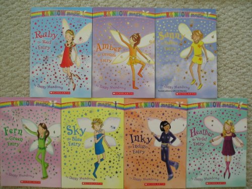 Stock image for Complete Rainbow Magic Set (Fern the Green Fairy, Sky the Blue Fairy, Ruby the Red Fairy, Heather the Violet Fairy, Inky the Indigo Fairy, Sunny the Yellow Fairy, Amber the Orange Fairy) for sale by MusicMagpie