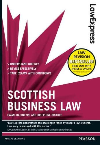 Beispielbild fr Law Express: Scottish Business Law (revision Guide) zum Verkauf von Monster Bookshop