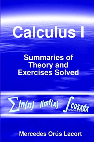 Imagen de archivo de Calculus I - Summaries of Theory and Exercises Solved a la venta por PBShop.store US