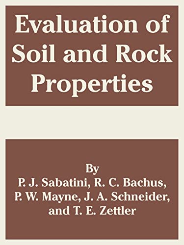 Imagen de archivo de Evaluation of Soil and Rock Properties a la venta por Lucky's Textbooks