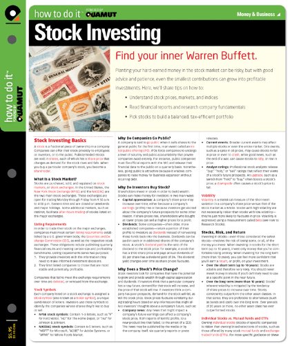 Beispielbild fr Stock Investing (Quamut) zum Verkauf von BookHolders