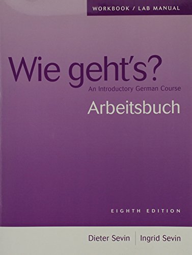 Stock image for Workbook/Lab Manual for Wie geht  s?: An Introductory German Course, 8th for sale by ZBK Books