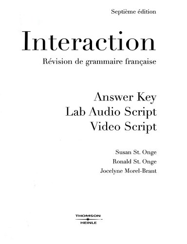 Beispielbild fr Answer Key (with Lab Audio Script) for Interaction: Revision de grammaire française, 7th zum Verkauf von Booksavers of MD